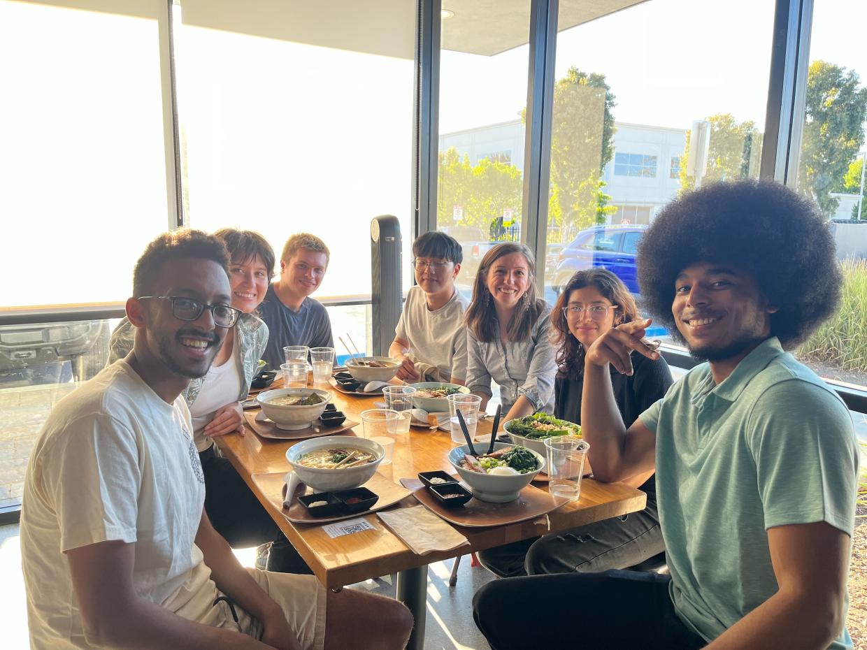 Group getting ramen for dinner